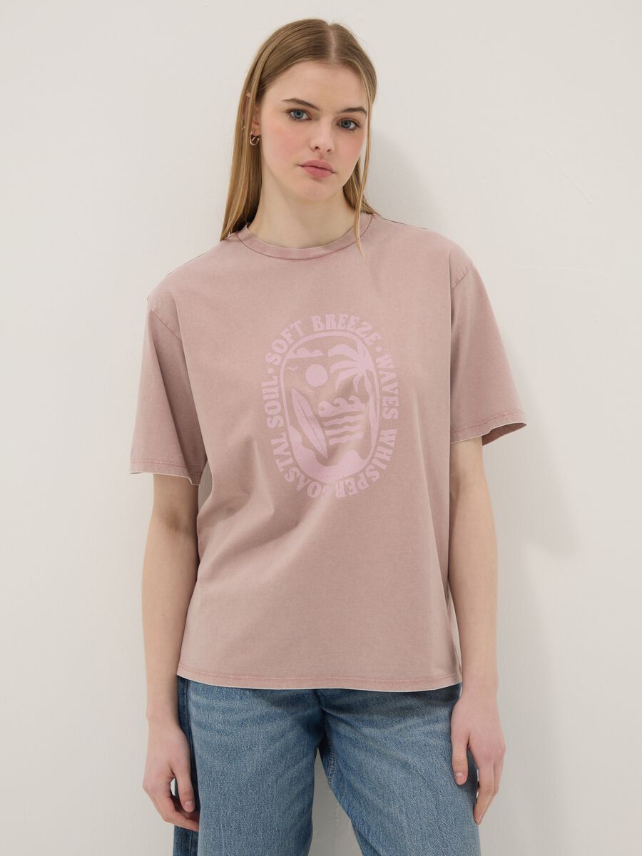 T-shirt in puro cotone rosa relaxed fit con stampa_2