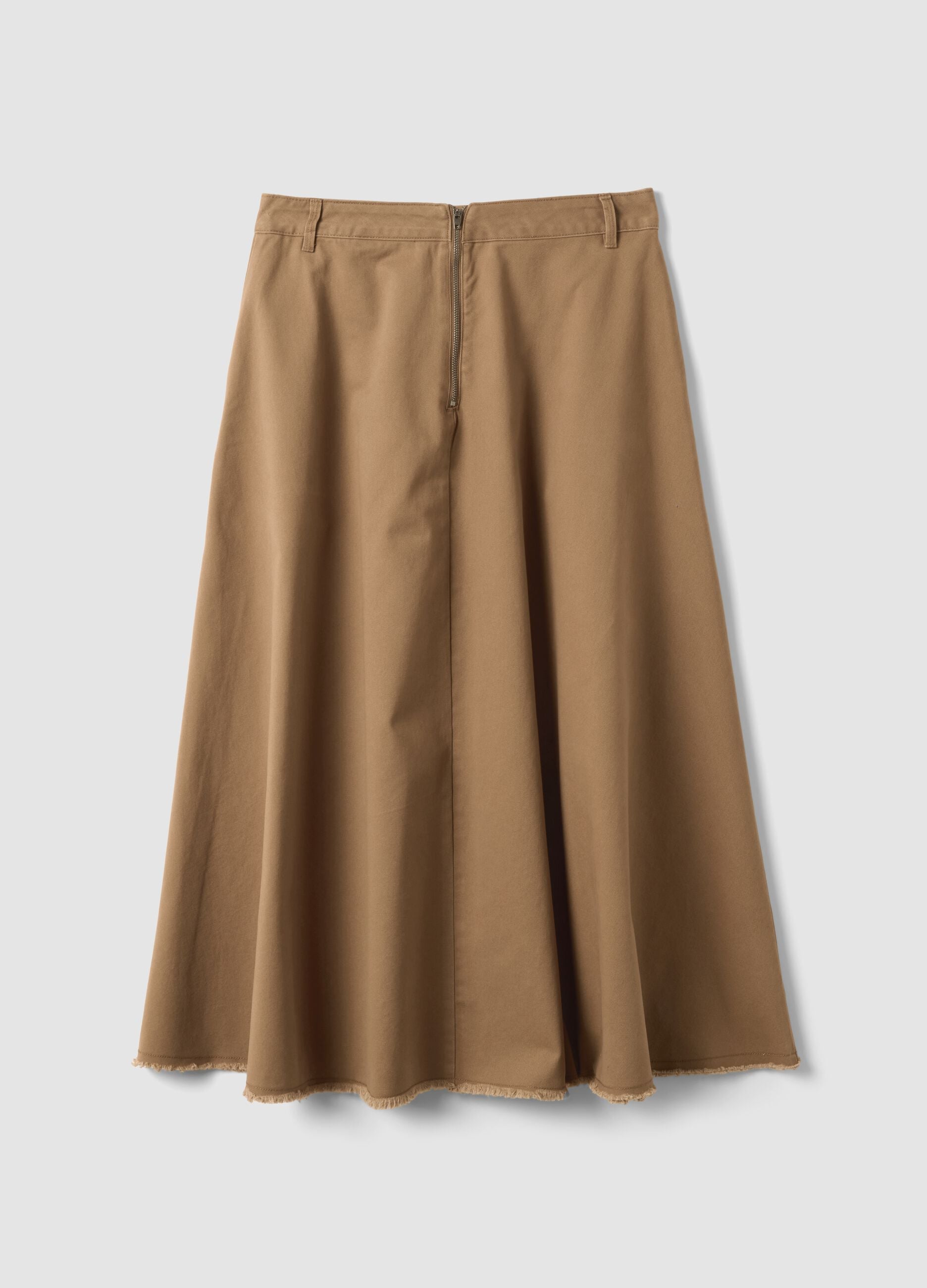 Gonna midi marrone in puro cotone