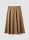 Gonna midi marrone in puro cotone_6