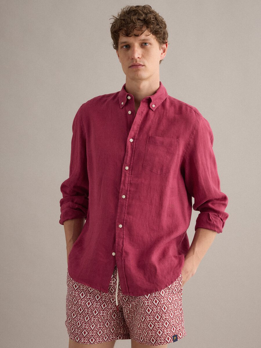 Boxer mare rosso con stampa geometrica_0