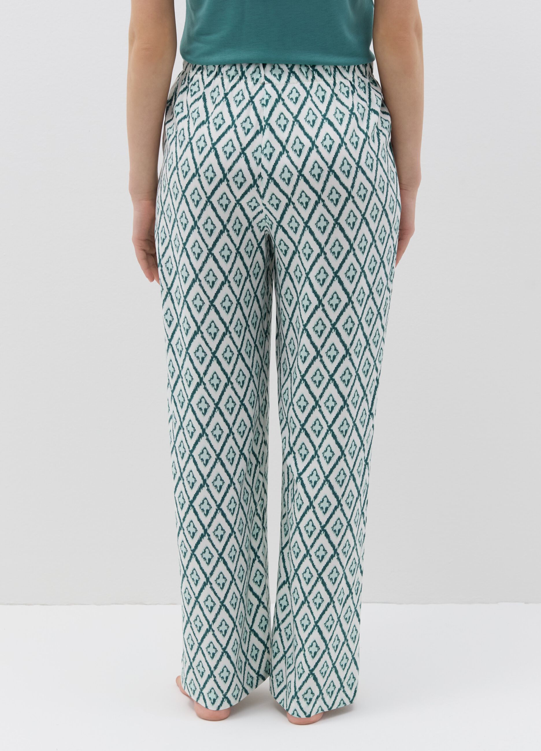 Viscose pyjama trousers with ikat print