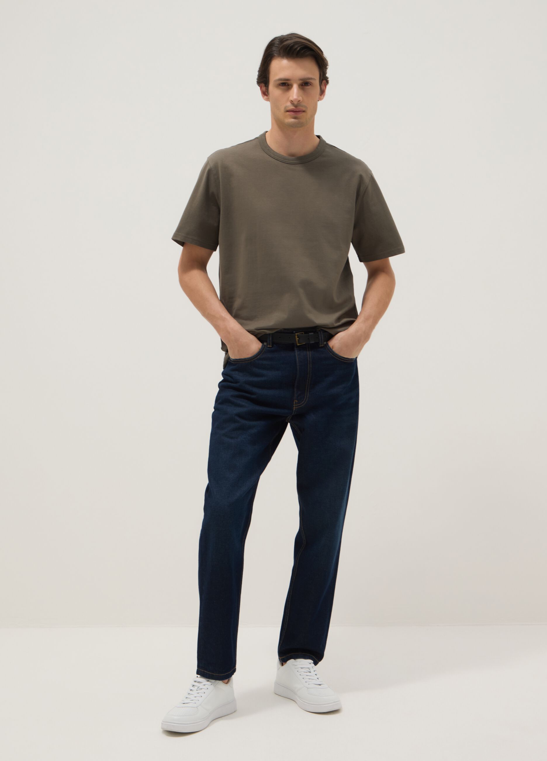 T-shirt girocollo in puro cotone verde relaxed fit