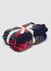 Navy blue tartan throw with contrasting lining_0