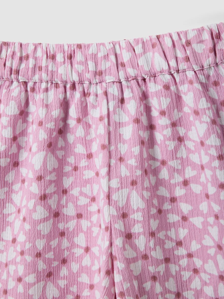 Pink stretch-fabric set with top and shorts_2