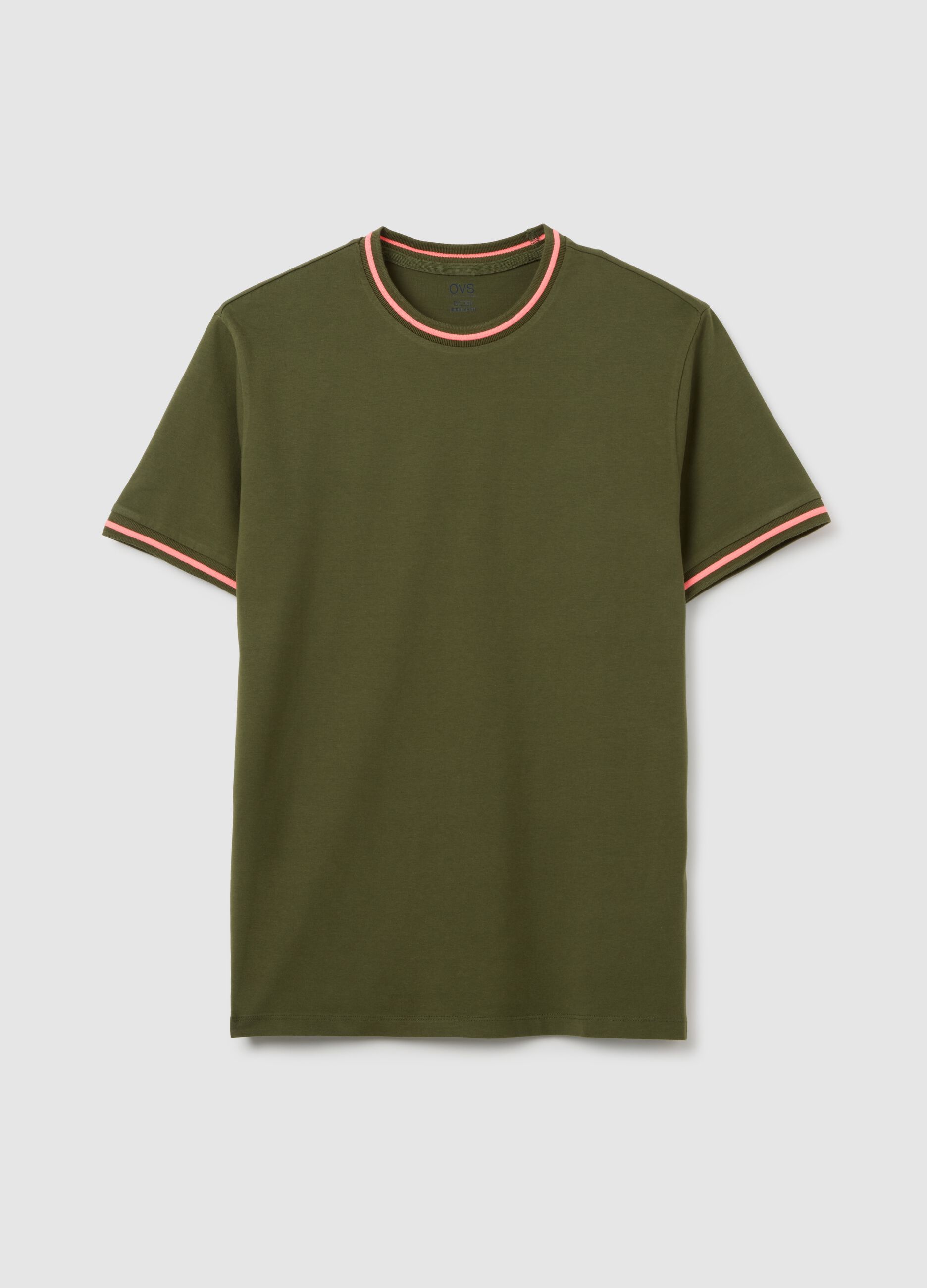 Men's green pure cotton regular fit T-shirt