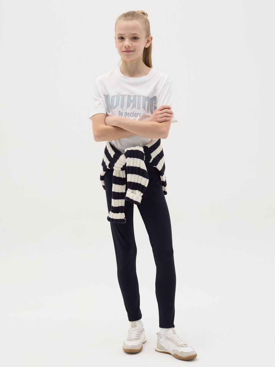 Solid colour stretch leggings_1