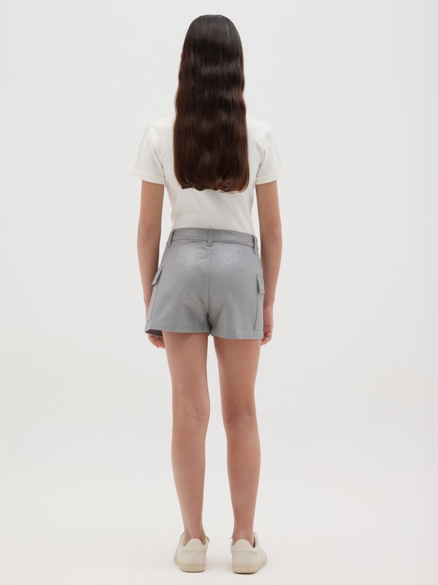 Shorts da ragazza in puro cotone grigio regular fit_2