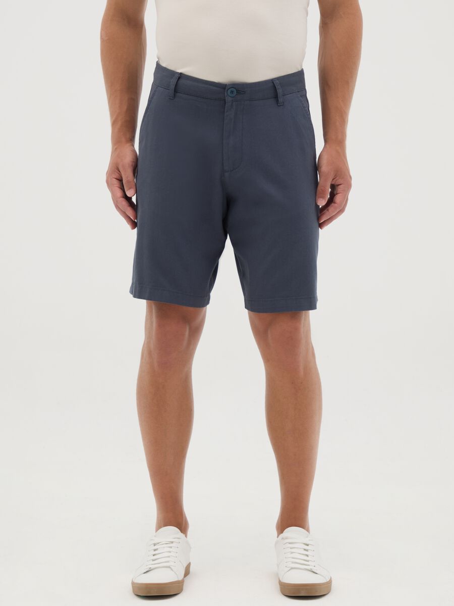 Men's blue pure cotton shorts in regular fit_1