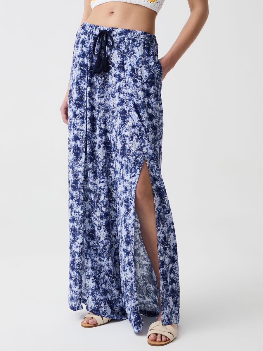Wide-leg palazzo trousers with slits_1