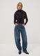 Purple stretch viscose top with raised collar, regular fit_1