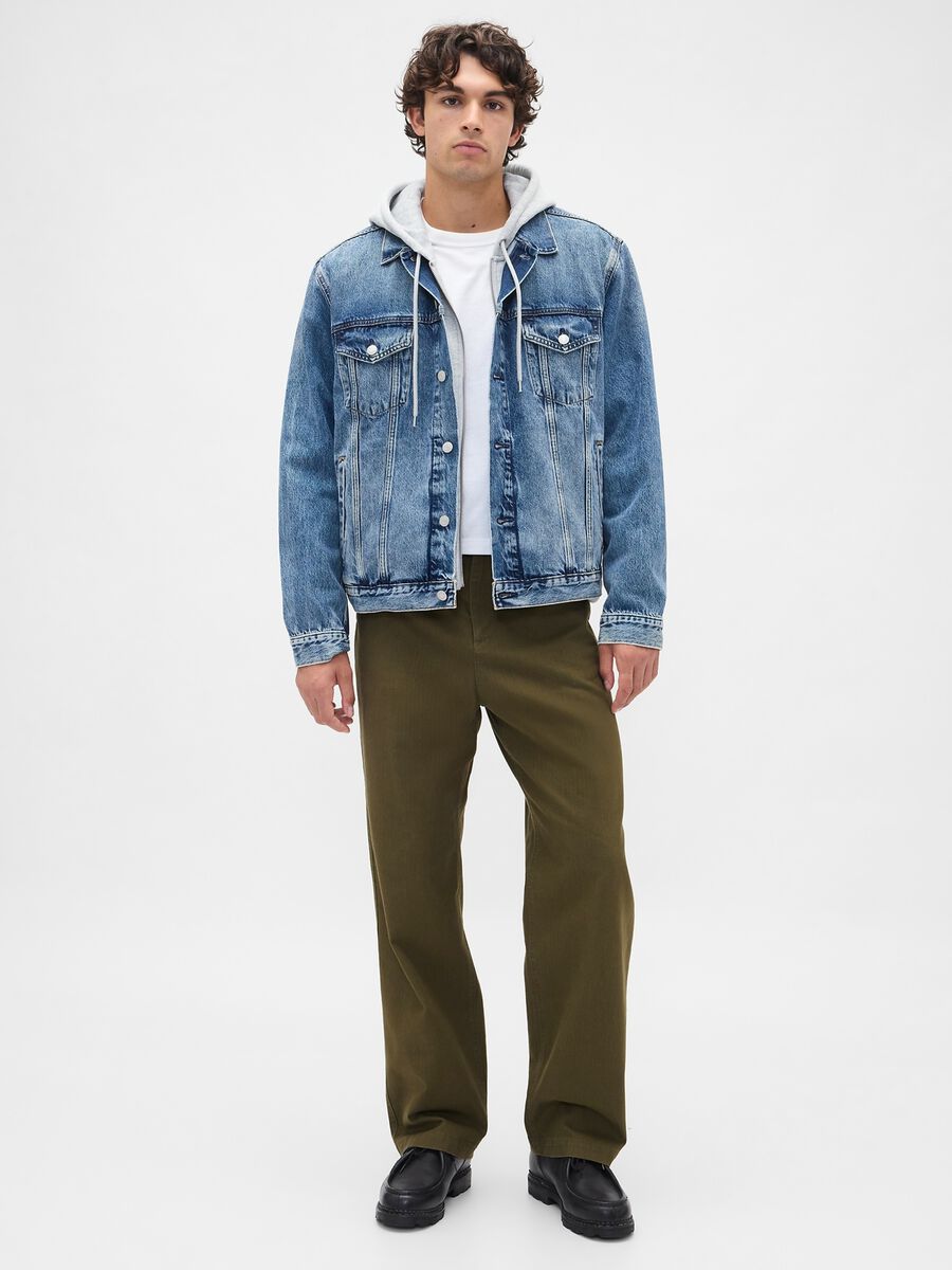 Green regular cotton trousers_0