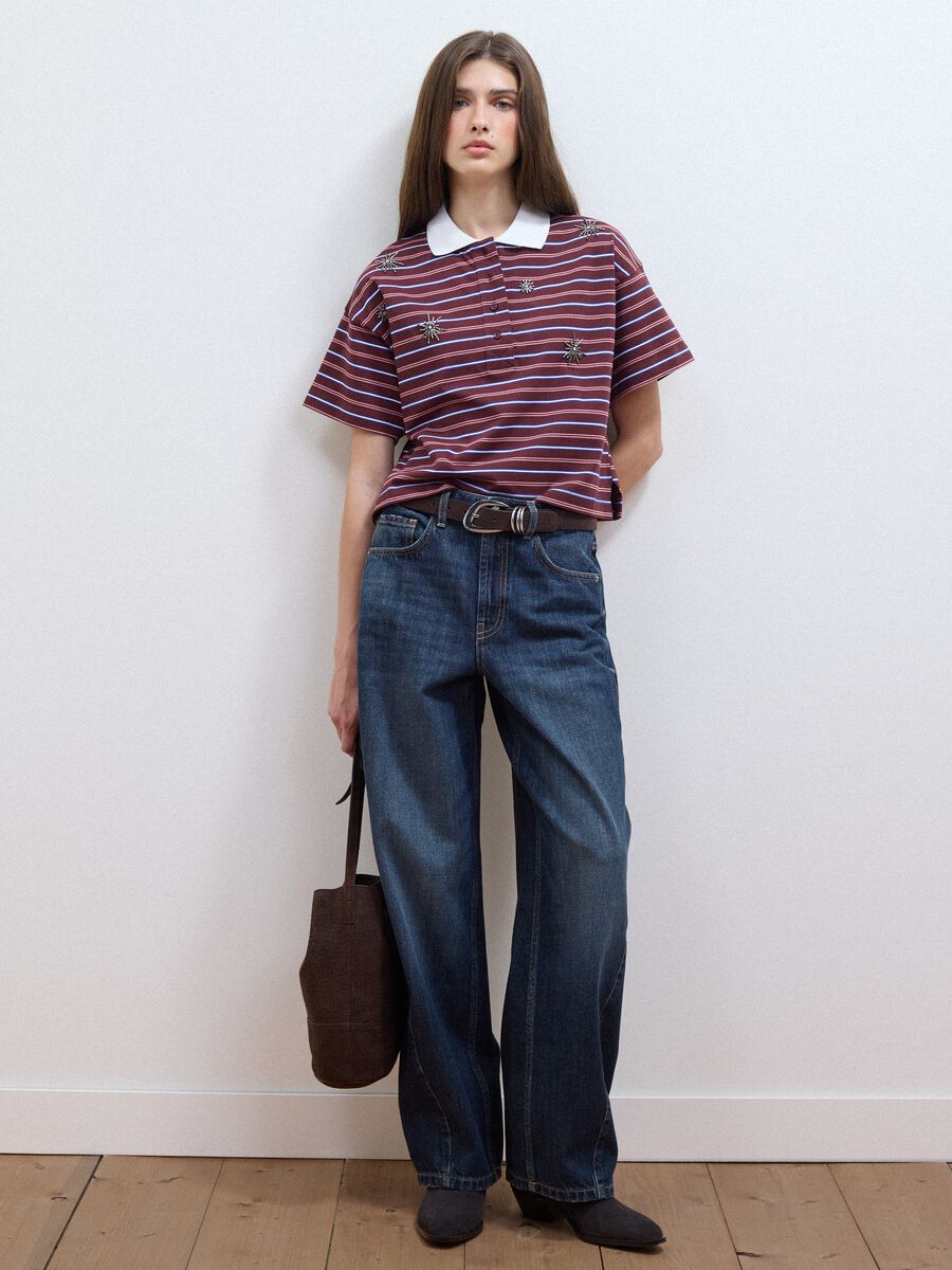 Blue balloon-fit pure cotton jeans_0