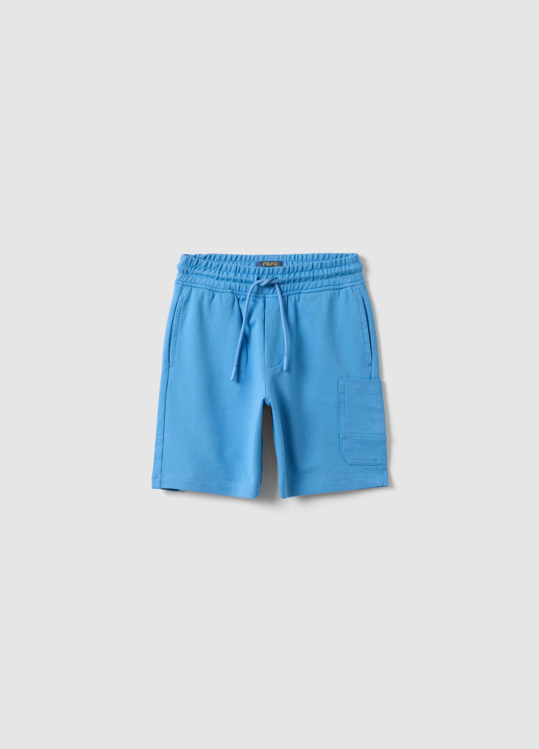 Children's regular fit sky blue pure cotton shorts