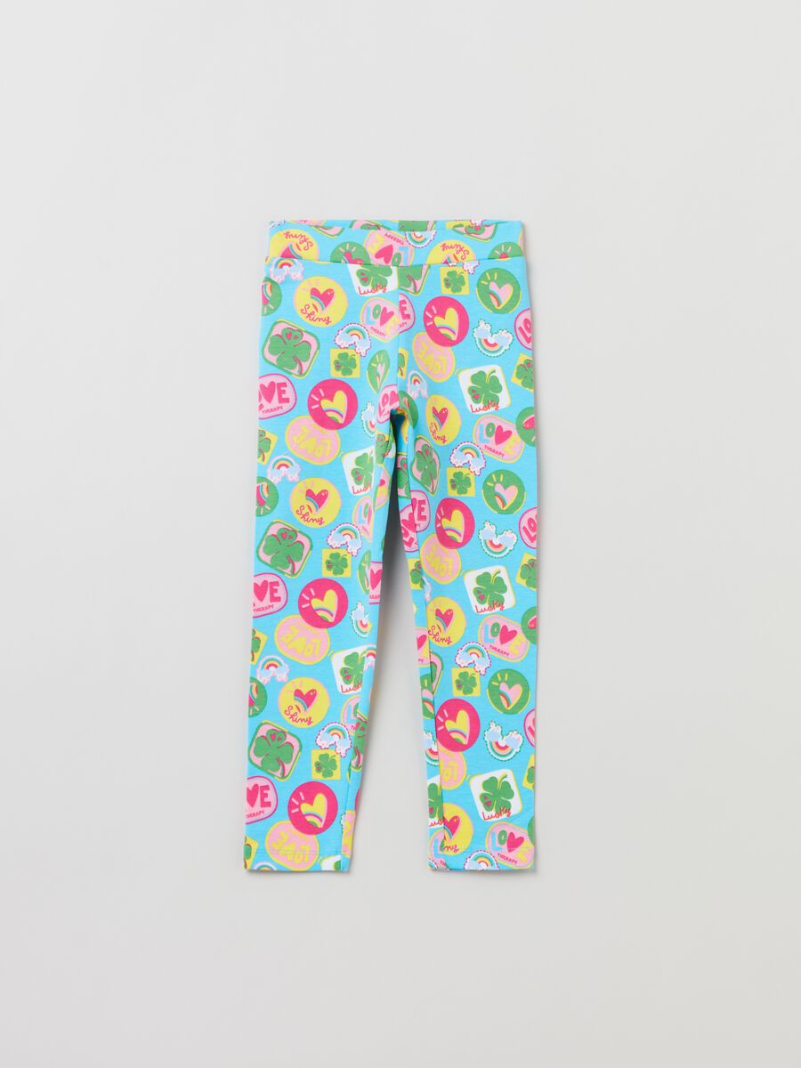 Leggings in cotone stretch con stampa_0