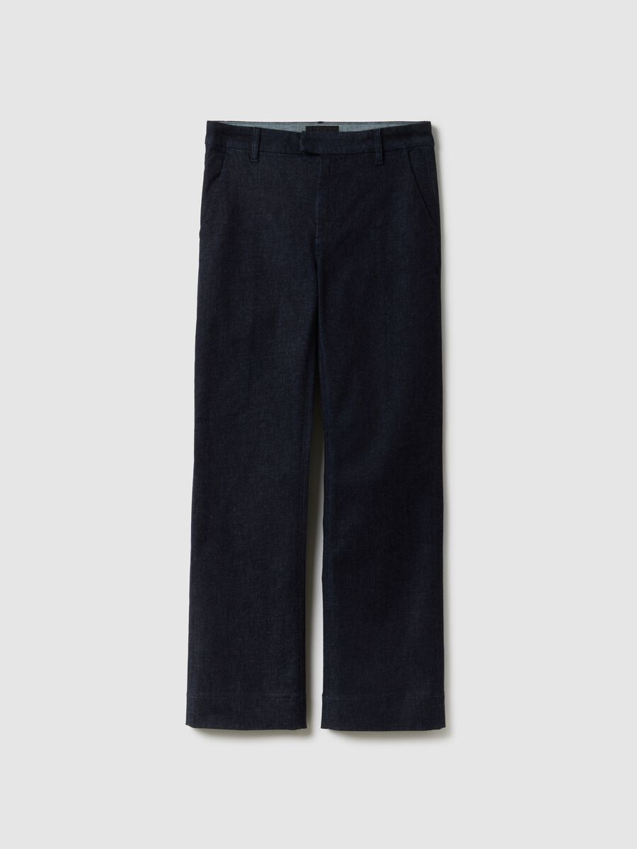Blue Slim Fit Cotton Blend Chino Trousers_4