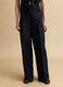 Elegant Blue Lyocell and Linen Wide Leg Trousers_1
