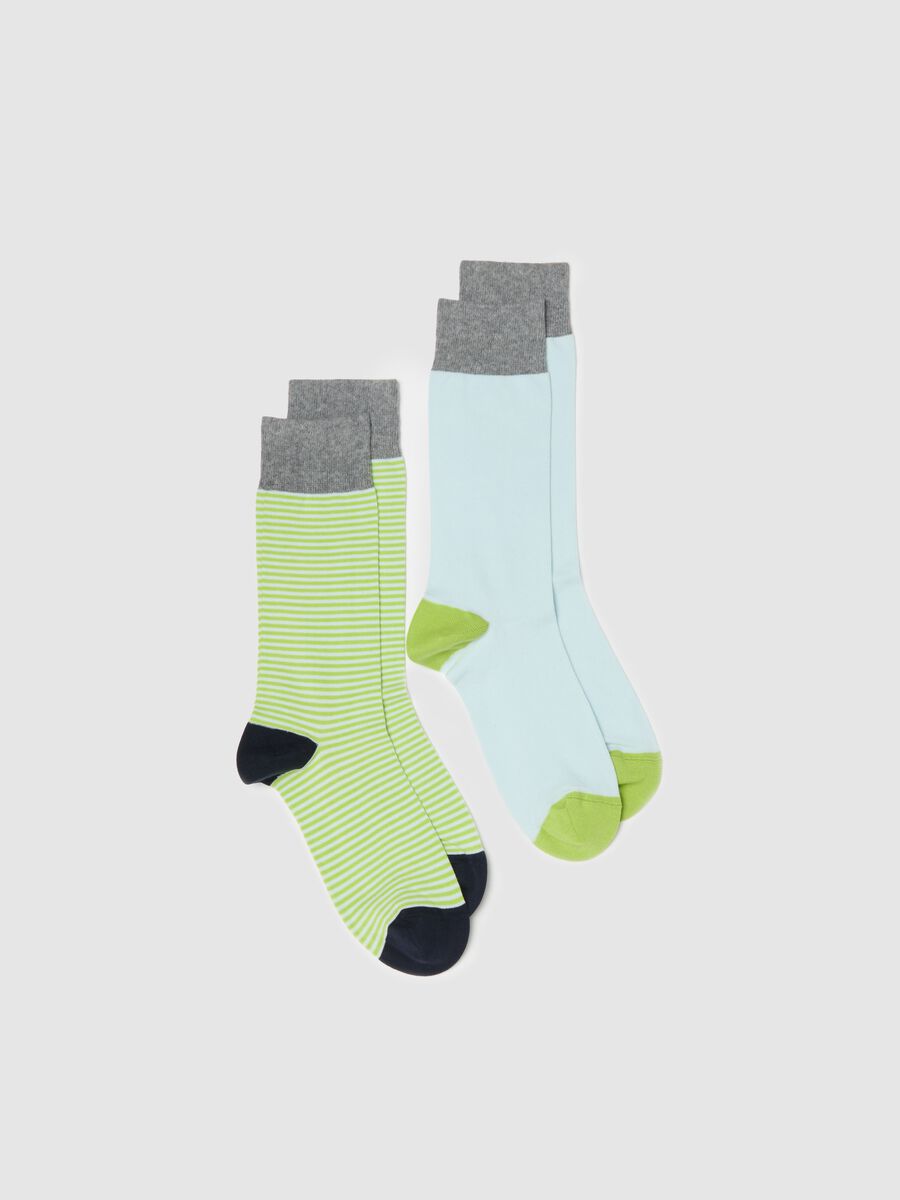 Two-pair pack stretch midi socks with striped pattern_0