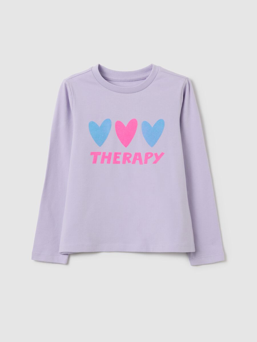 Girls' purple stretch cotton regular fit T-shirt_0