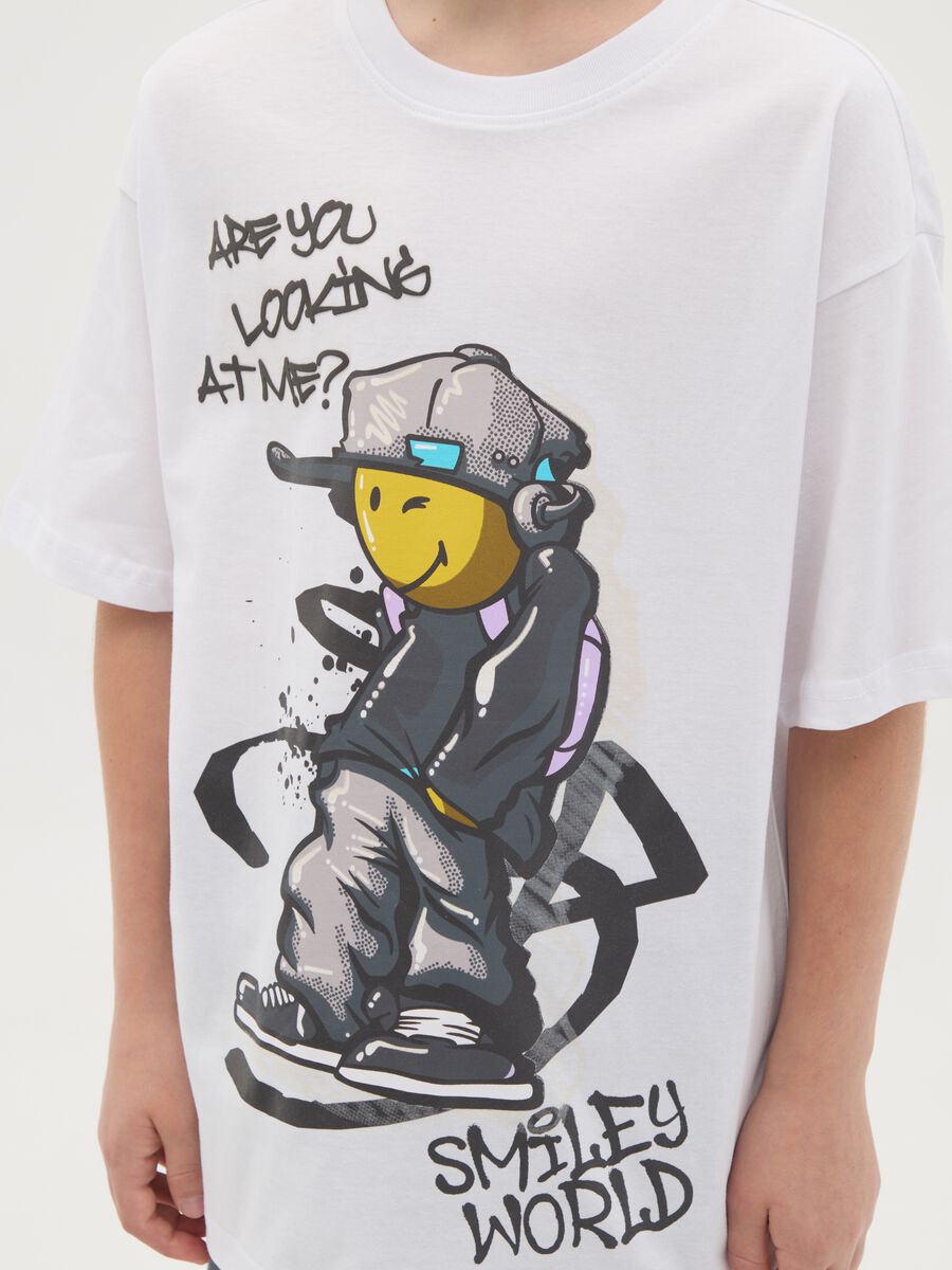 T-shirt da ragazzo in puro cotone bianca regular fit con stampa_2