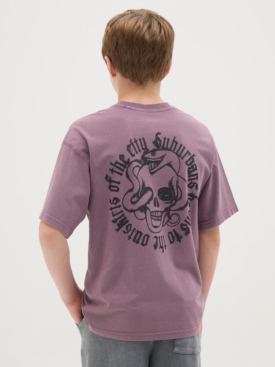 T-shirt da ragazzo in puro cotone viola oversize_2