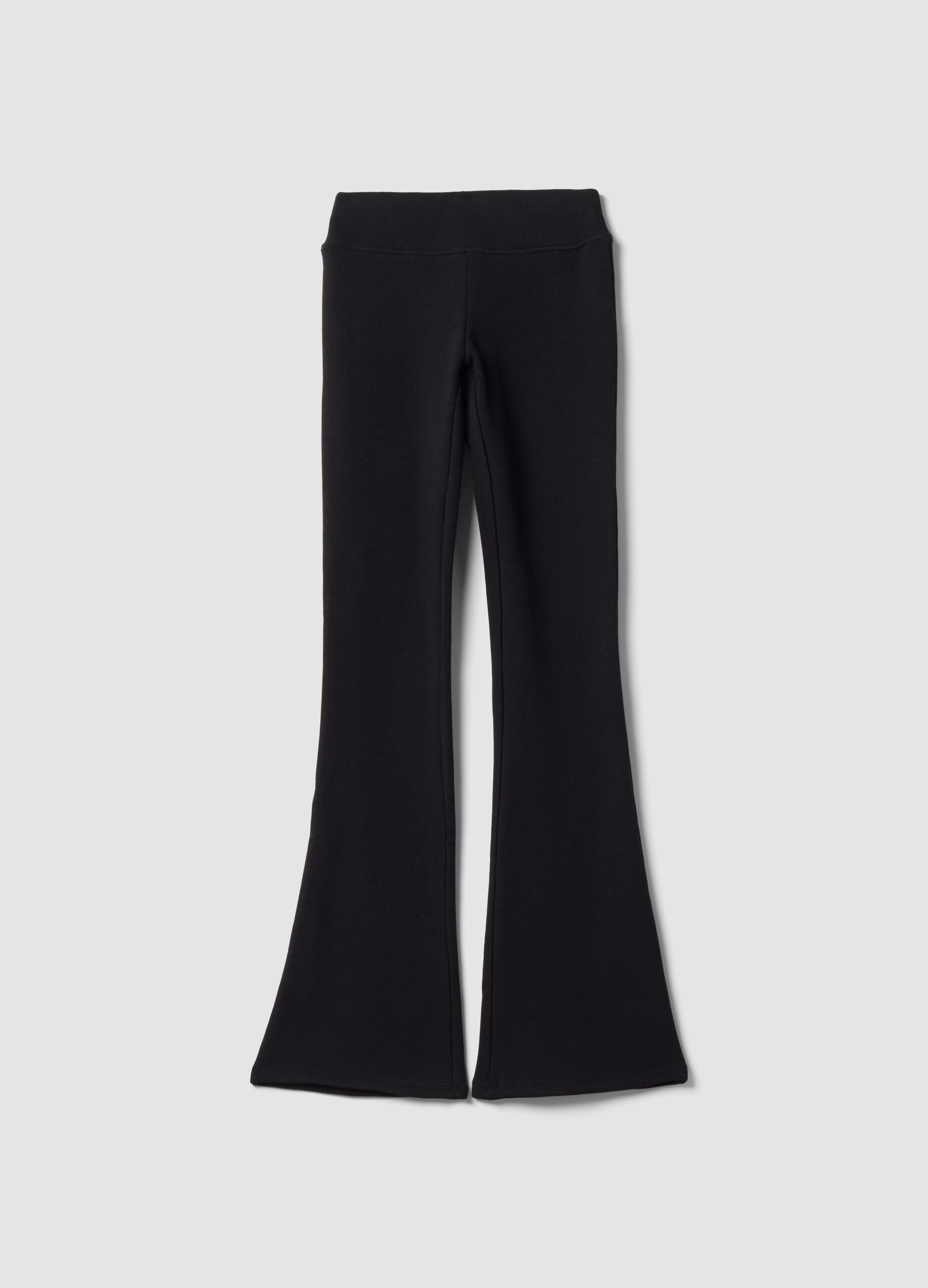 Black flared trousers in stretch cotton