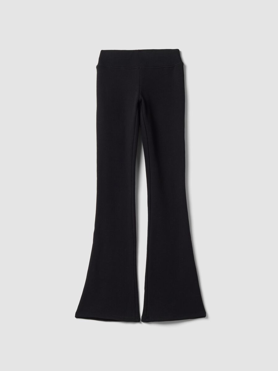 Black flared trousers in stretch cotton_0