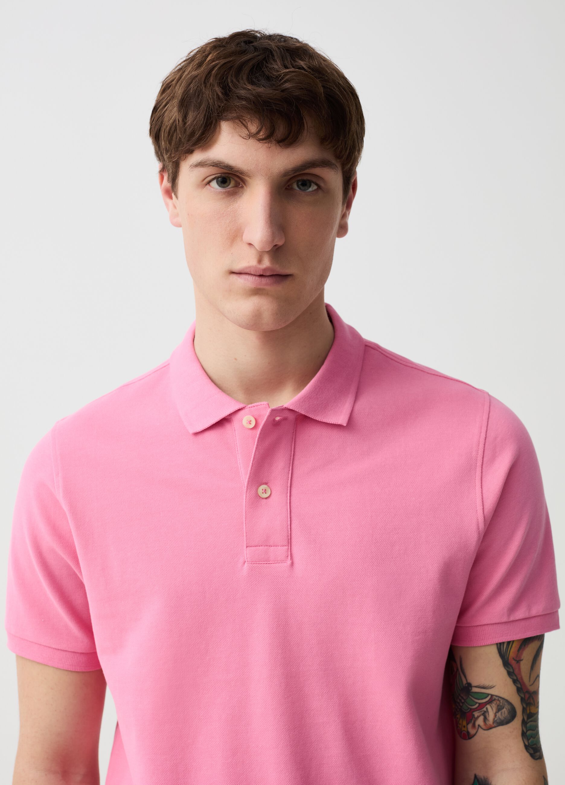 Organic cotton pique polo shirt