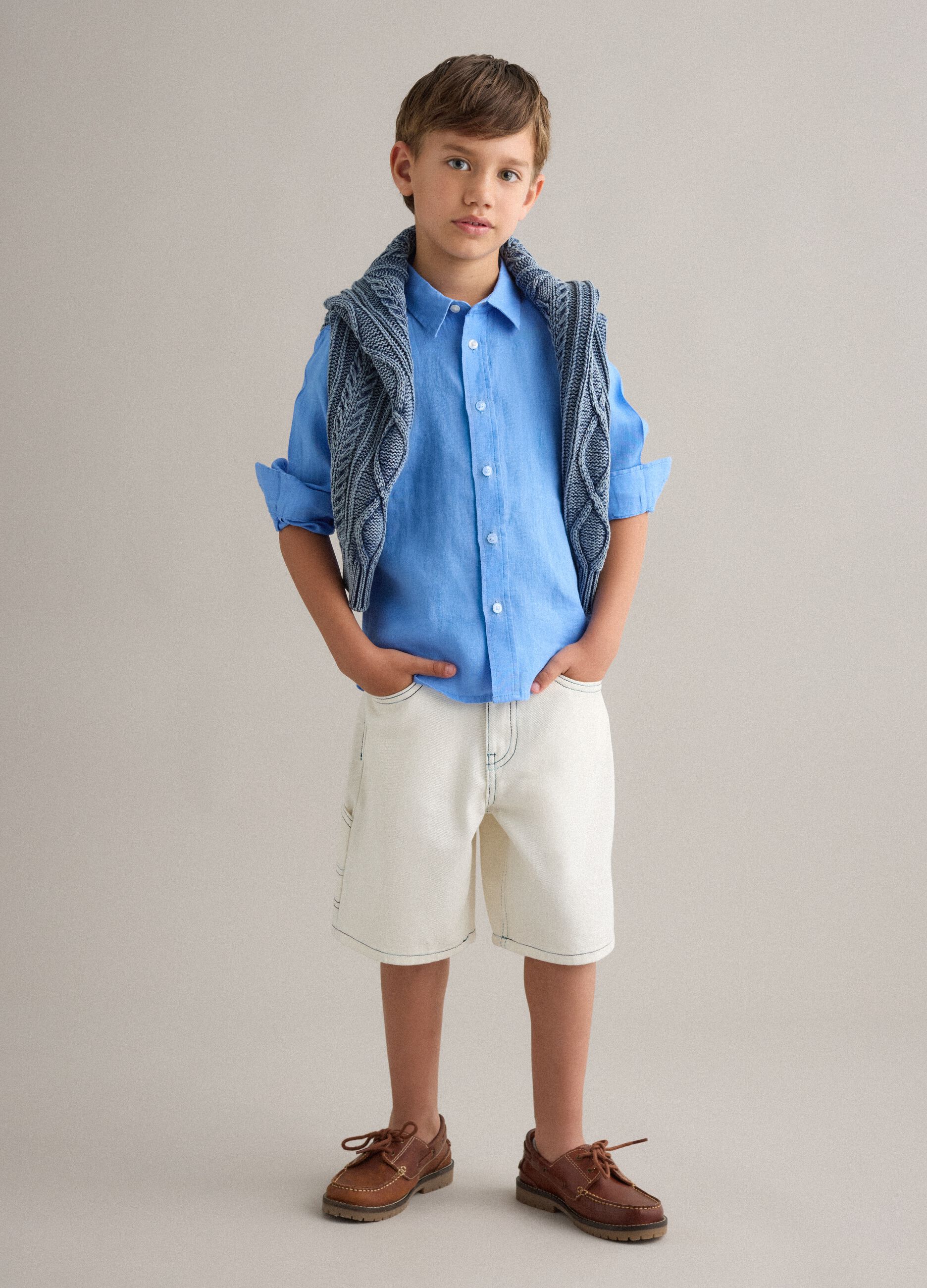 Beige pure cotton shorts