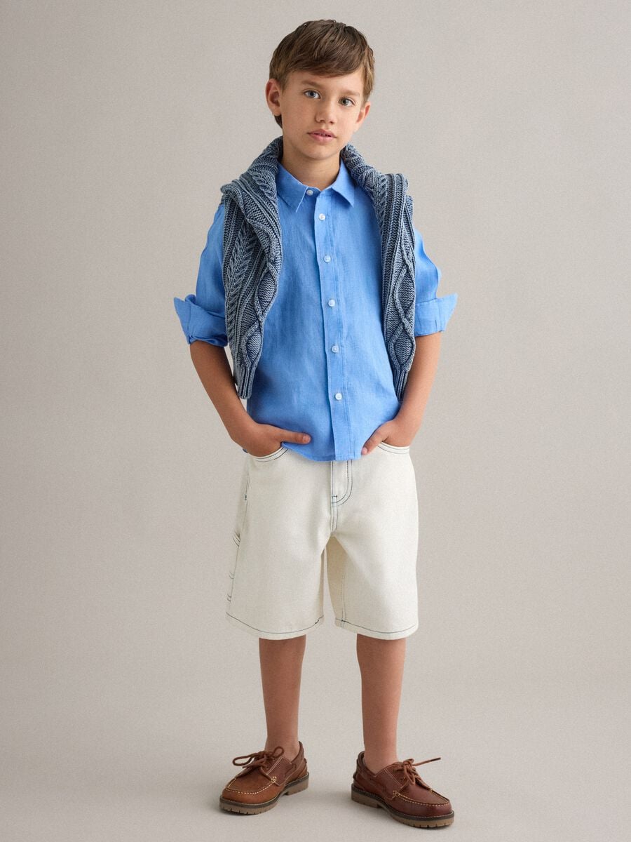 Shorts beige in puro cotone_0