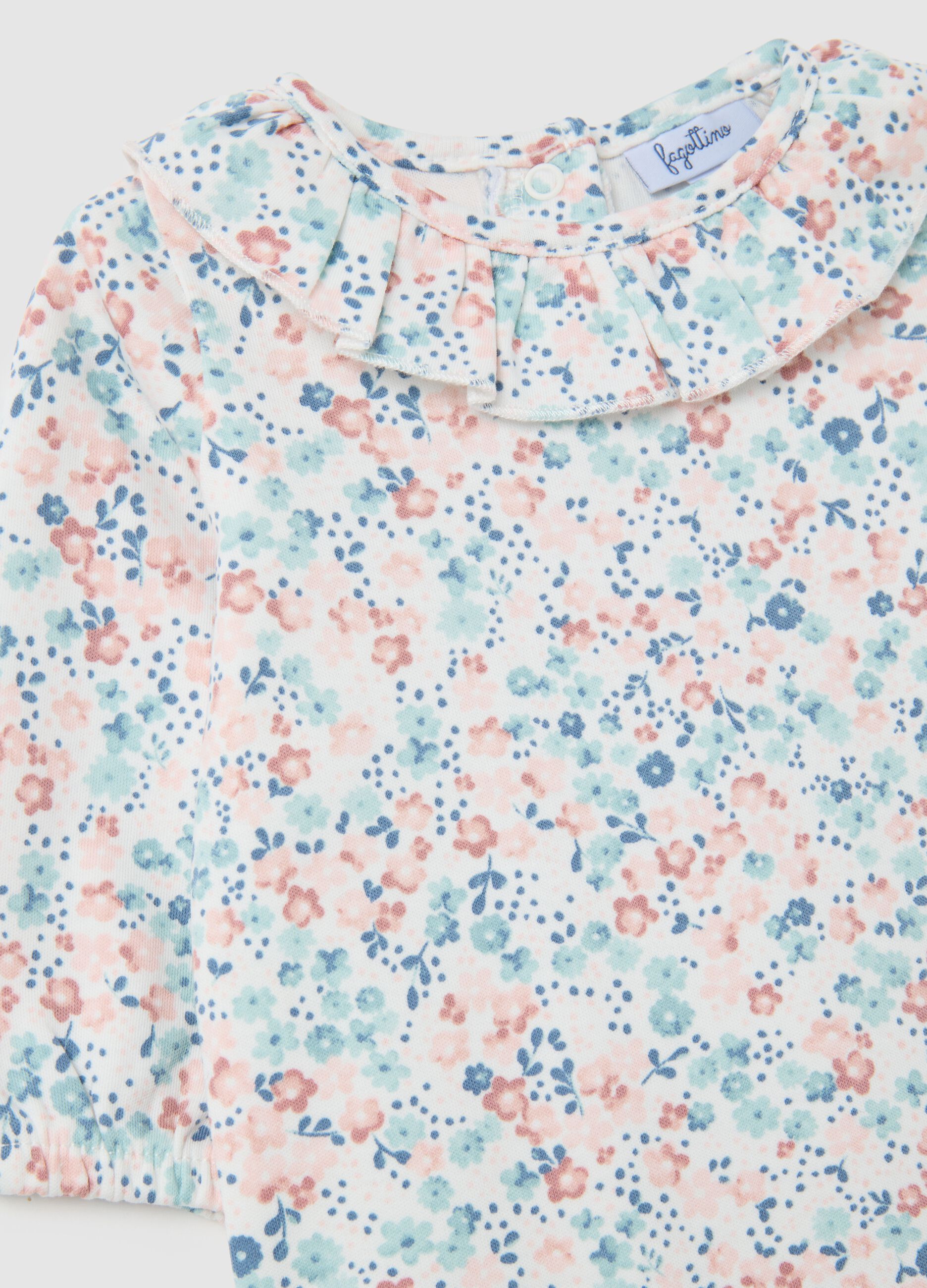 Body da neonata in puro cotone multicolor con colletto a balze