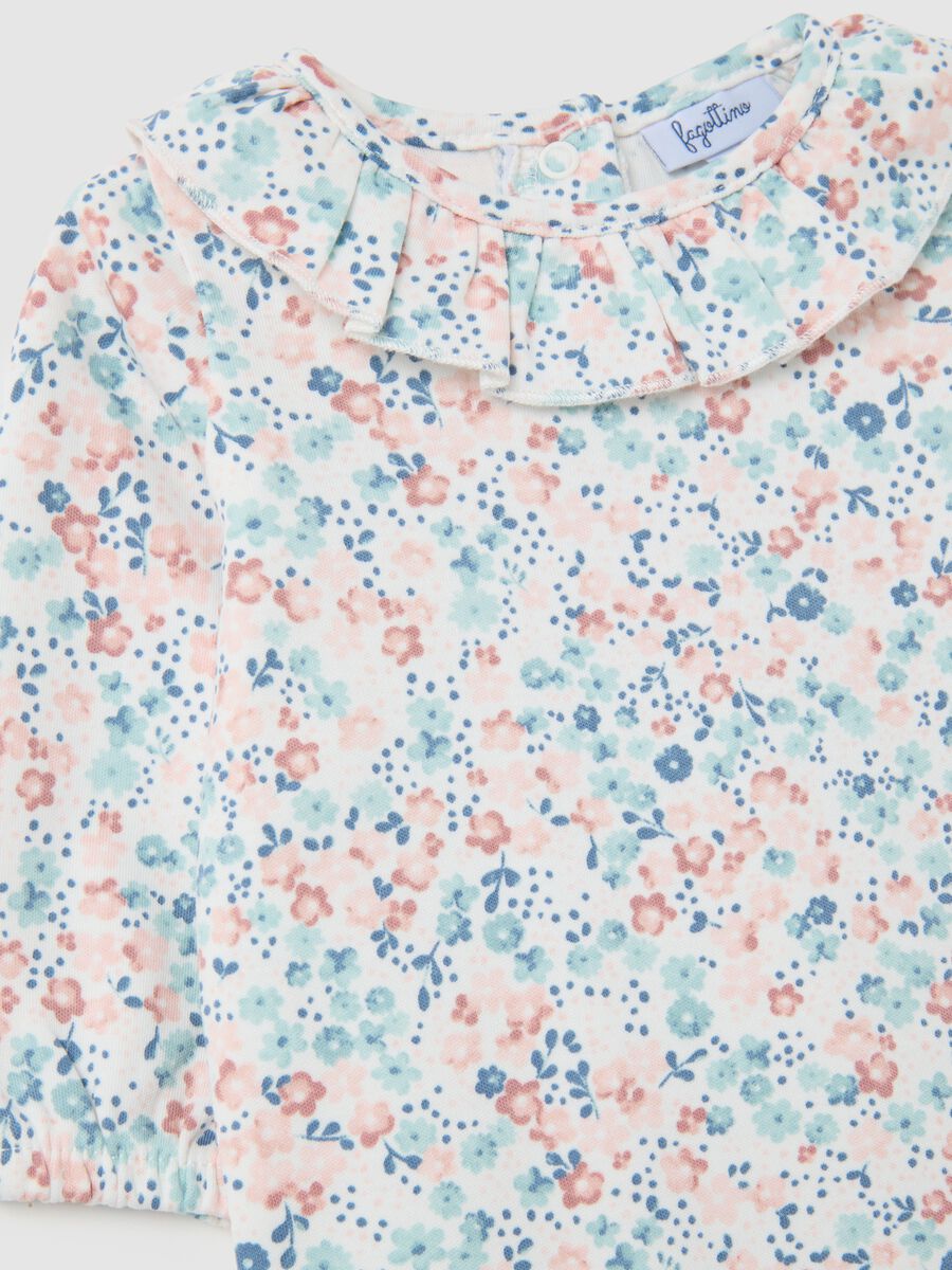 Body da neonata in puro cotone multicolor con colletto a balze_2