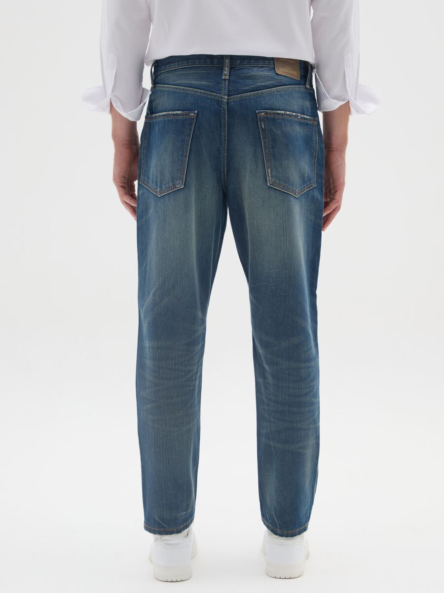 Regular tapered pure cotton denim jeans_3