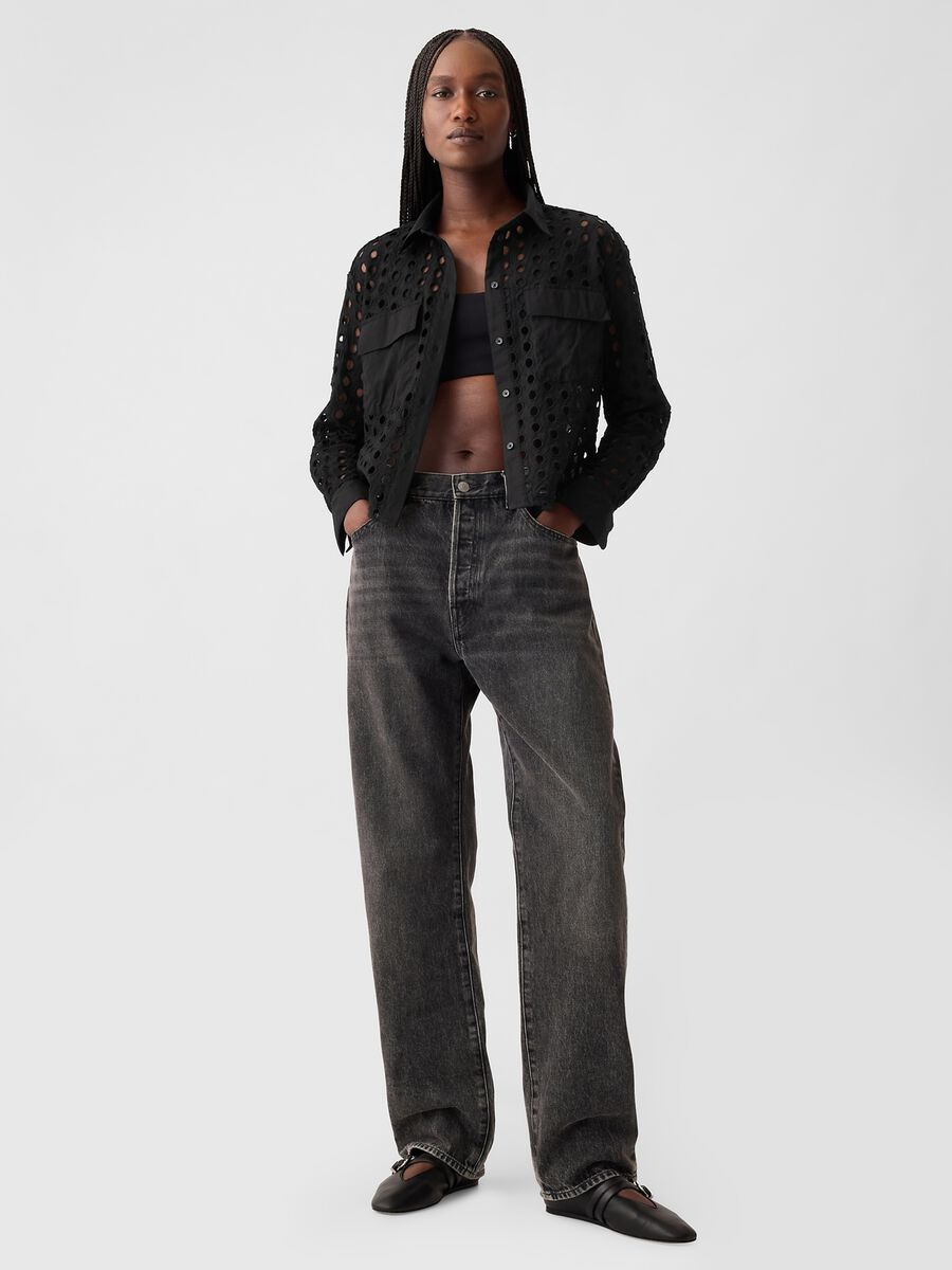 Cropped shirt with openwork details_1
