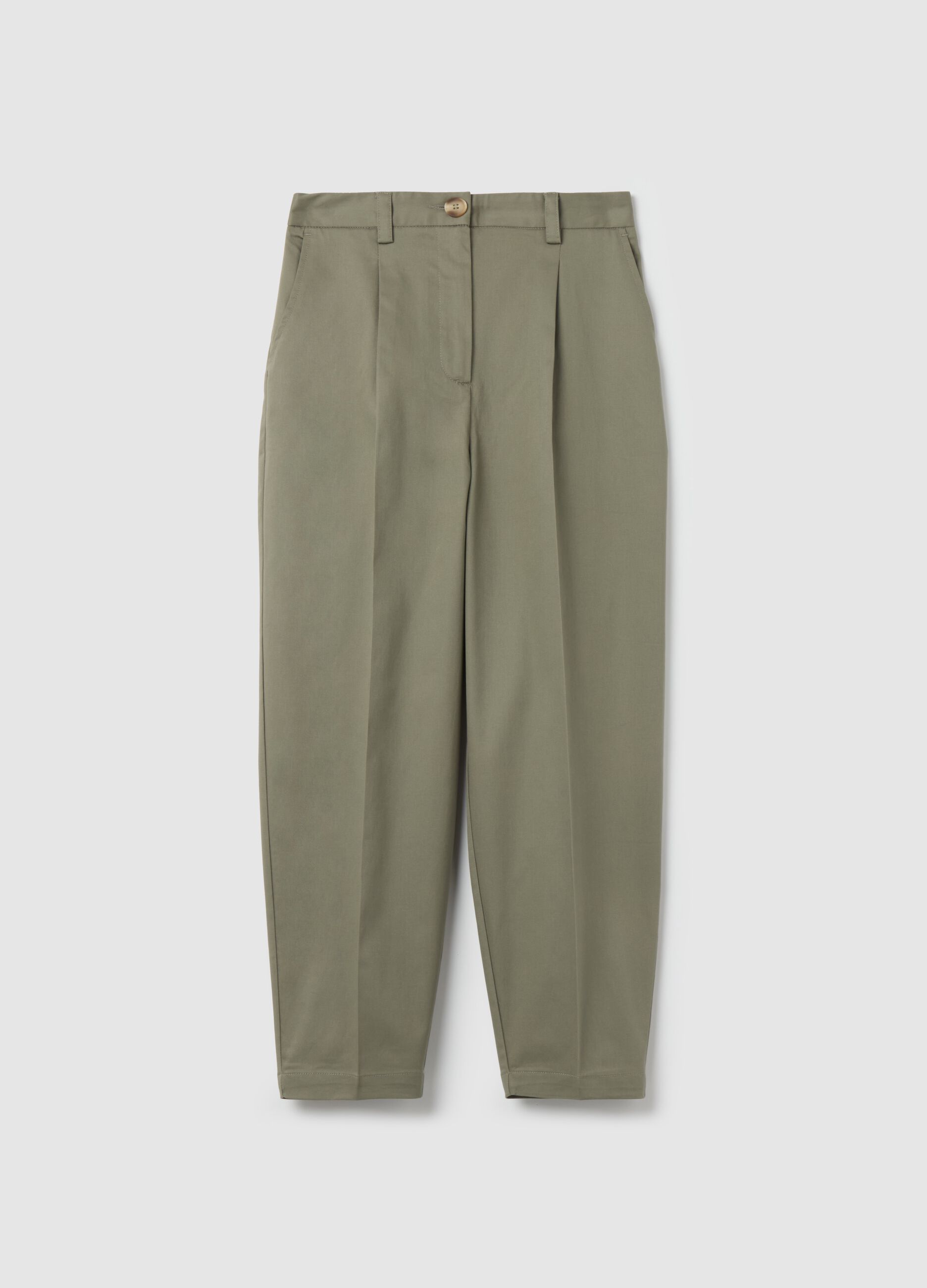 Cropped chino trousers with darts