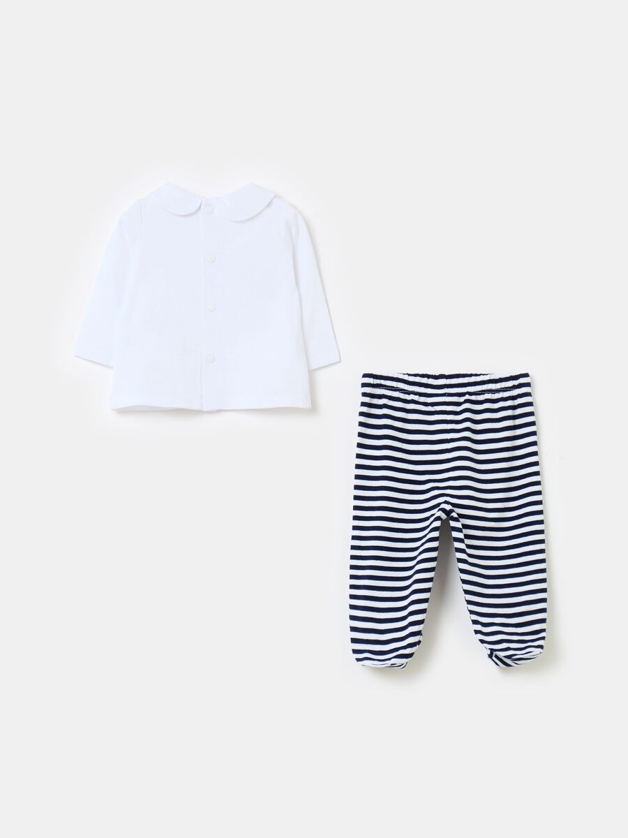 Striped T-shirt and baby leggings set in organic cotton_1