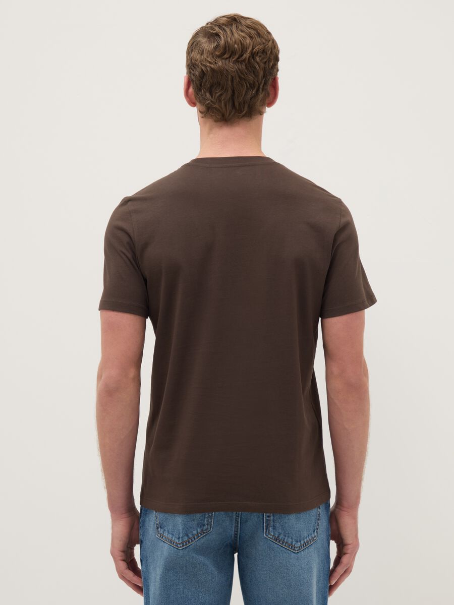 Brown pure cotton regular fit T-shirt_2