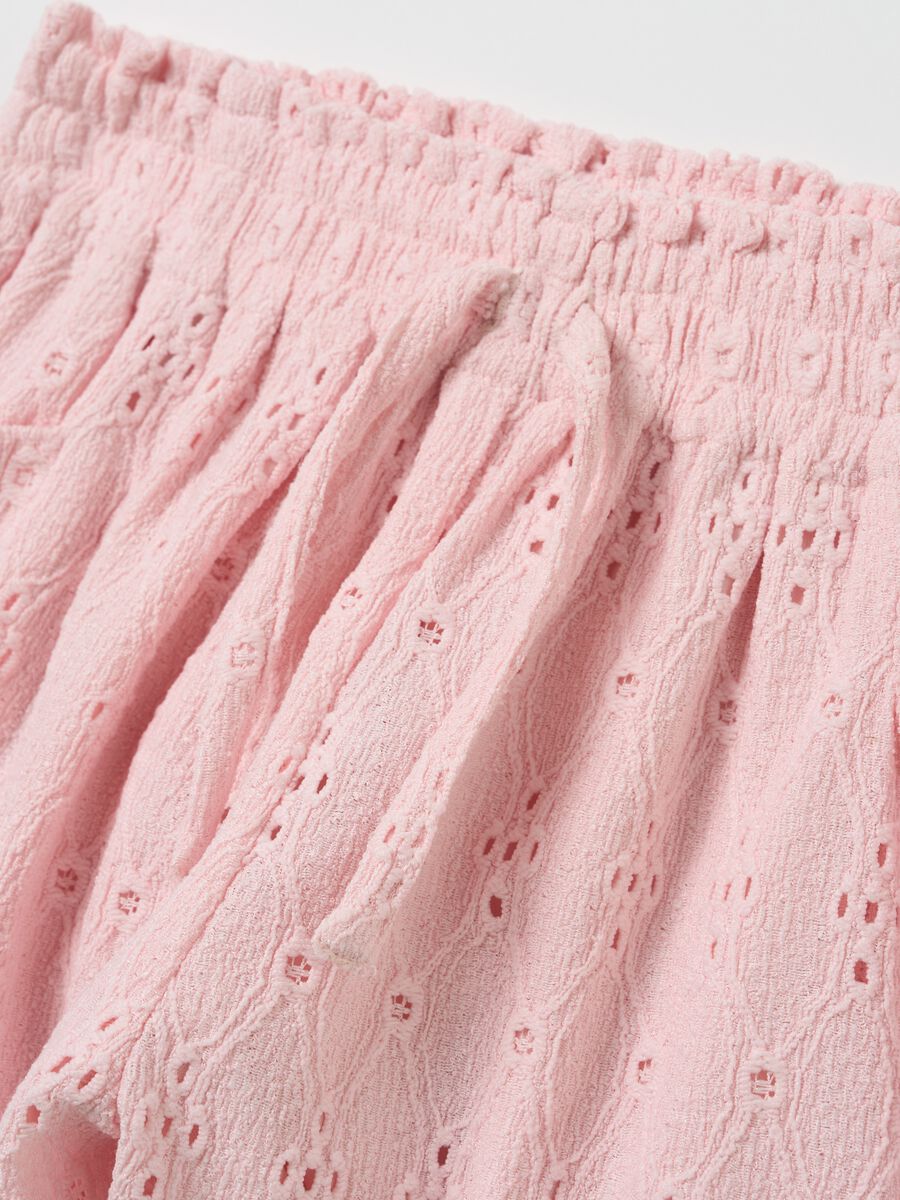 Girl's pink stretch fabric shorts_3