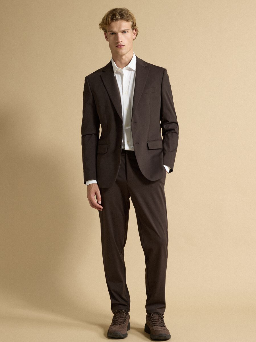 Blazer marrone in tessuto elasticizzato 4 Way Stretch slim fit Easy iron_2