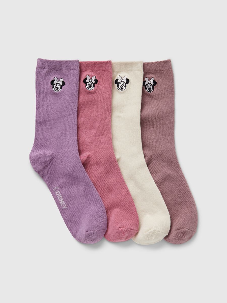 Four-pair pack short socks with Minnie Mouse embroidery_0