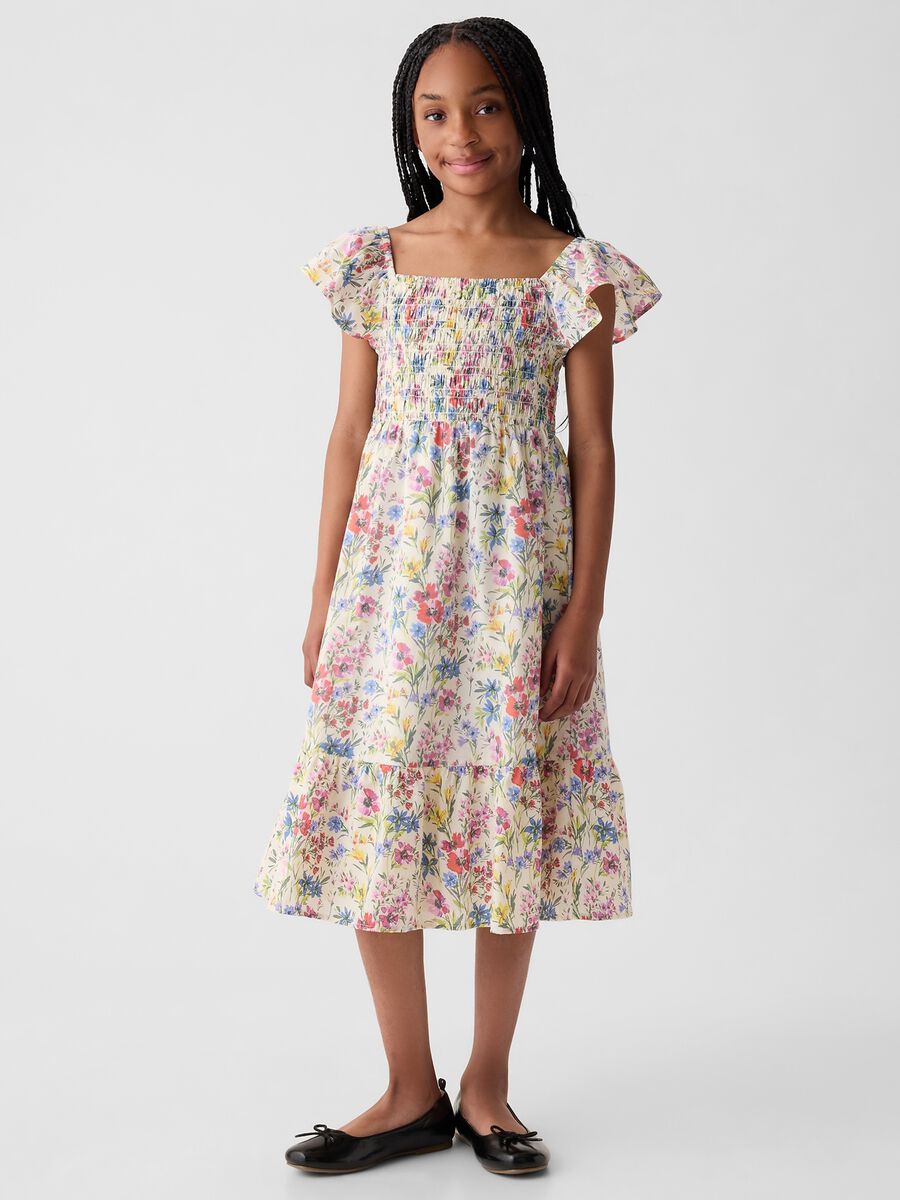Floral dress with butterfly sleeves_0