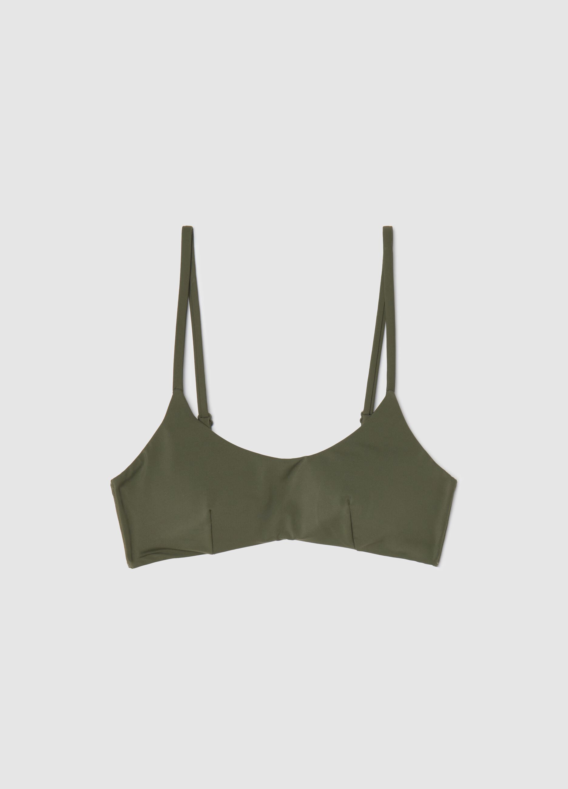 Green bralette bikini top with removable padding