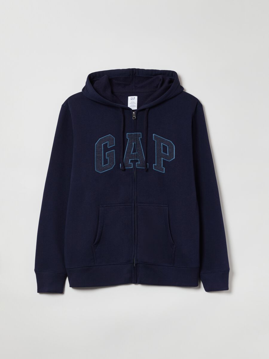 Full-zip fleece sweatshirt with logo embroidery_0