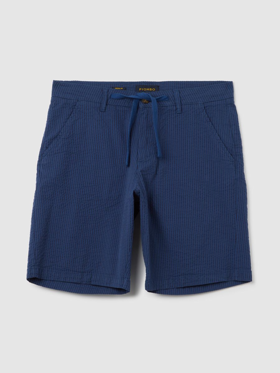 Men's Stretch Cotton Blue Regular Fit Shorts_4