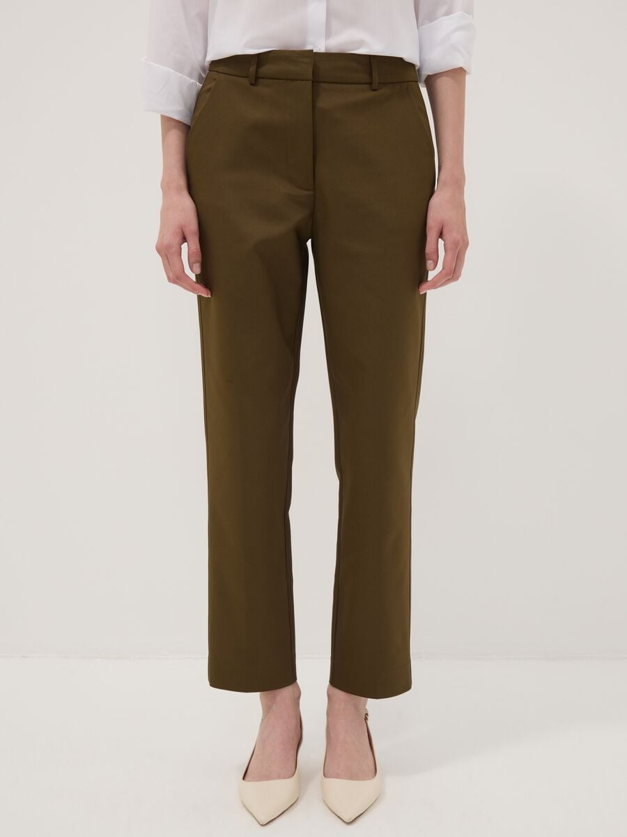 Pantaloni verdi in cotone elasticizzato slim_1