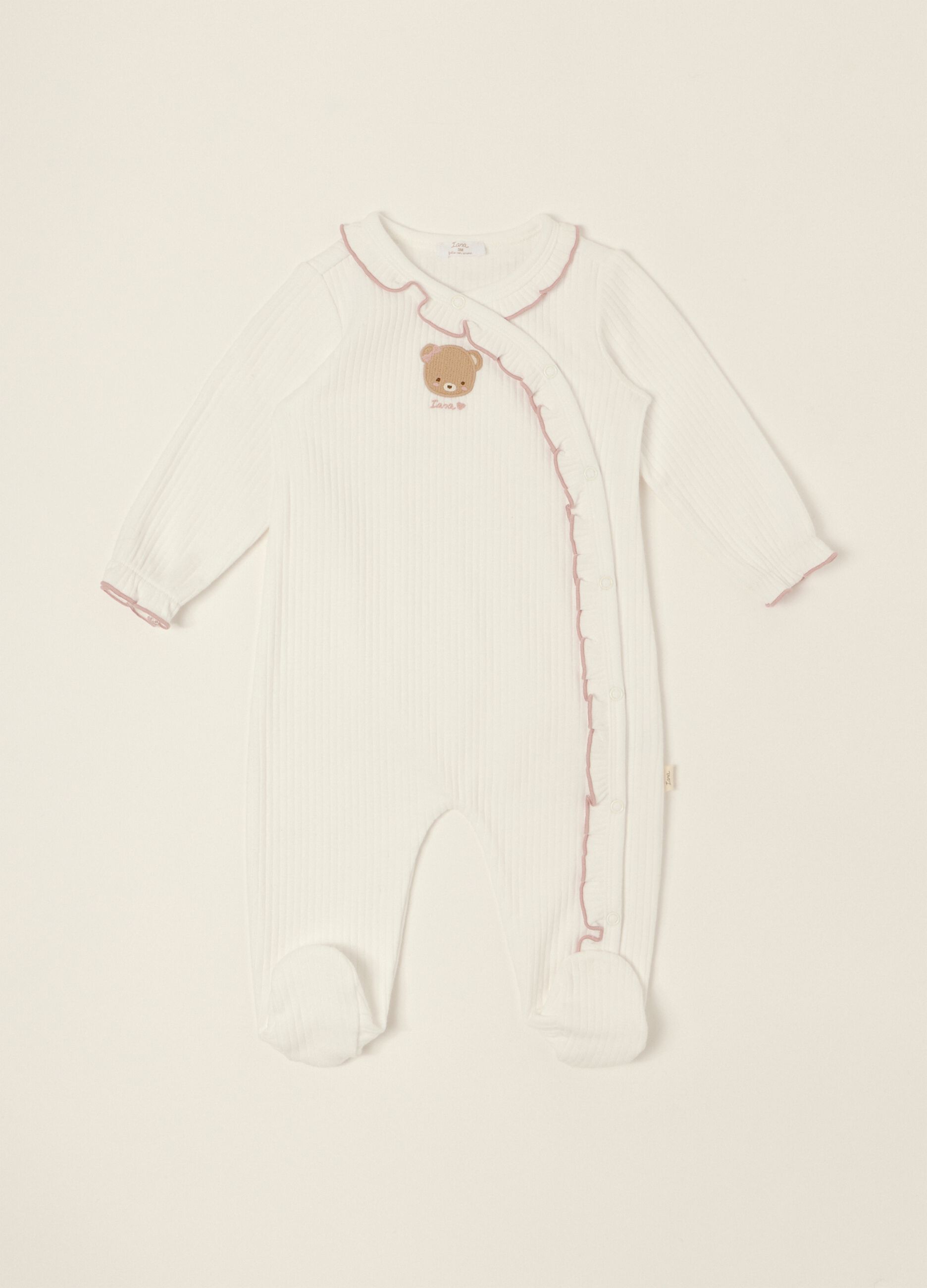 White pure cotton baby girl sleepsuit