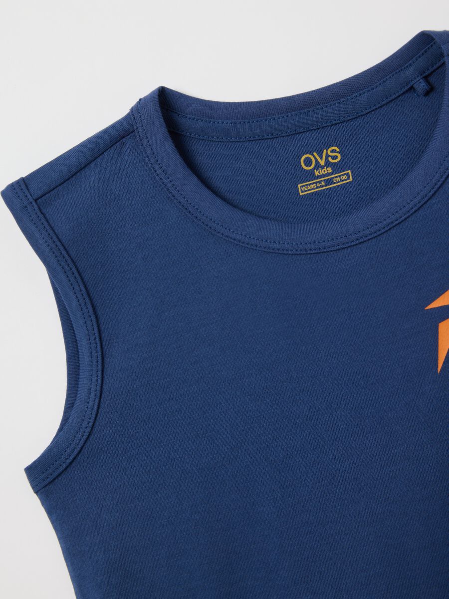 Canotta da bambino in puro cotone blu regular fit_3