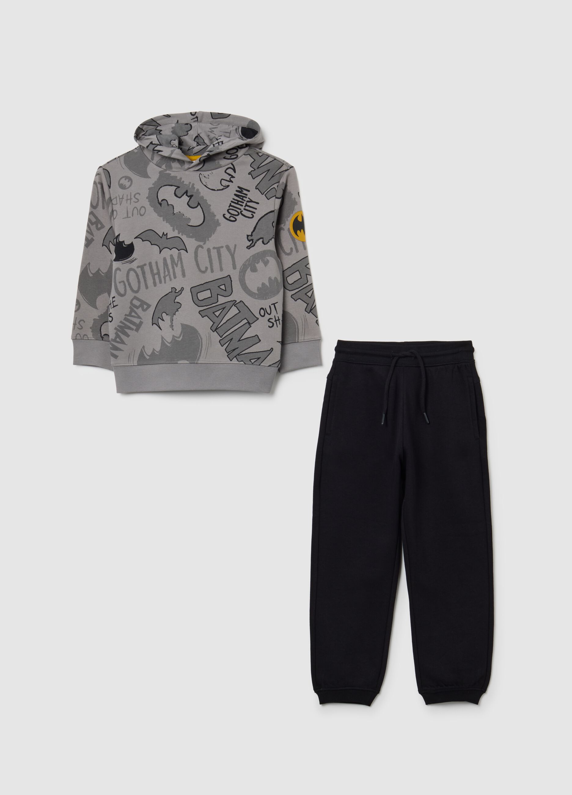 Grey cotton blend children's tracksuit regular fit with print