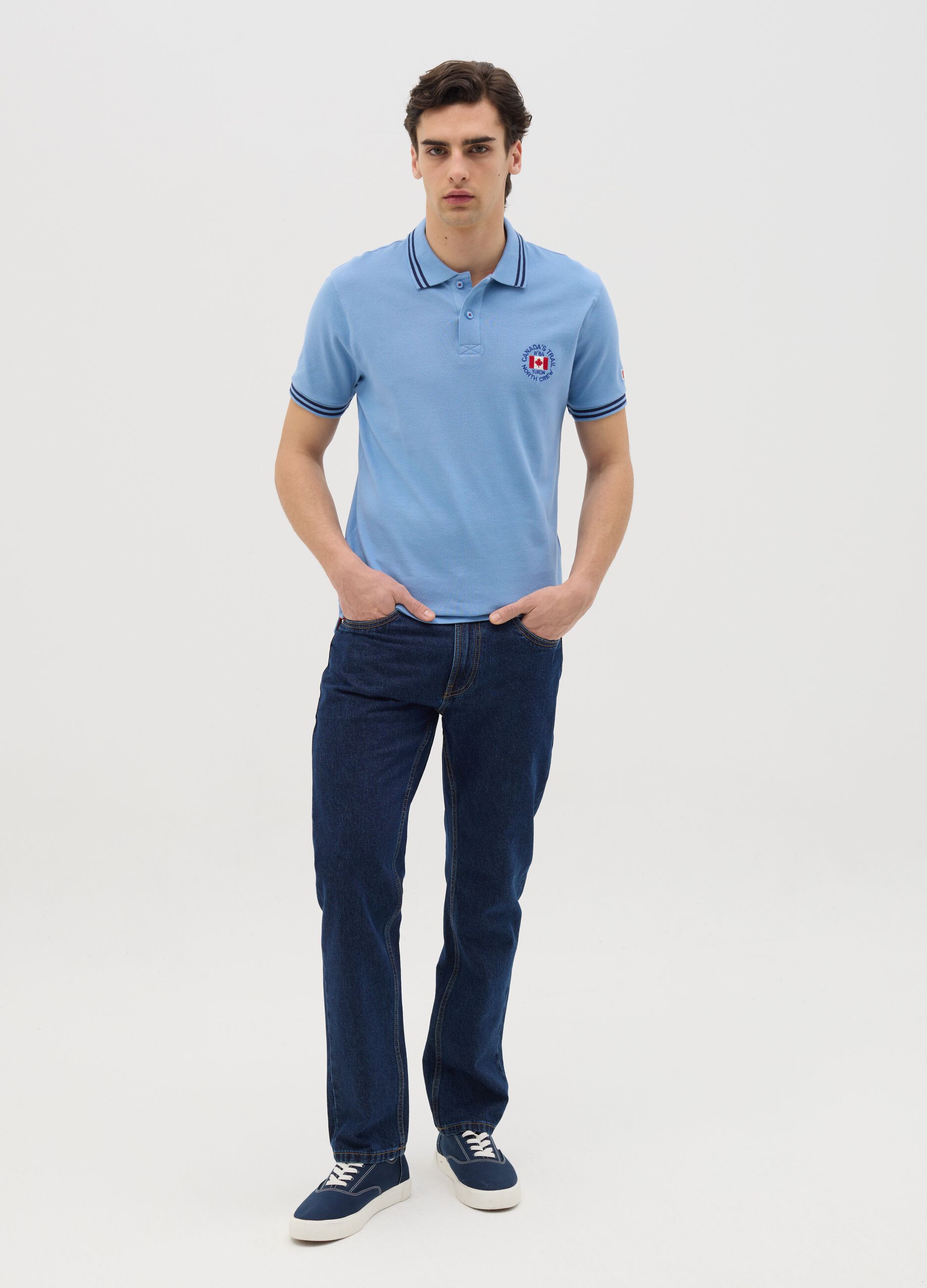 Piquet polo shirt with embroidered logo