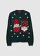 Green regular fit Christmas sweater with embroidery_4