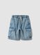 Light blue denim cargo shorts in pure cotton_0